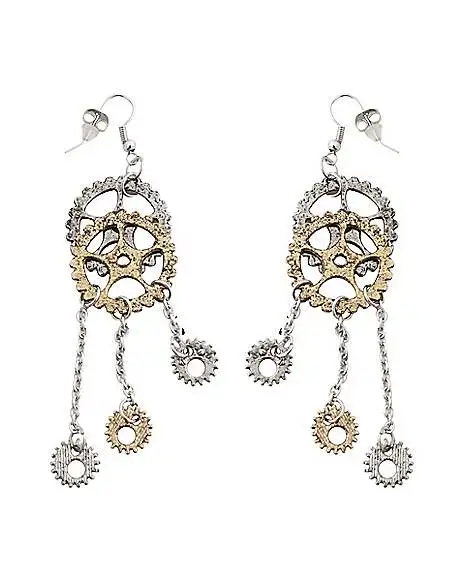 Spirit Halloween Steampunk Gear Dangle Earrings