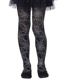 Spirit Halloween Metallic Silver Spider Web Tights