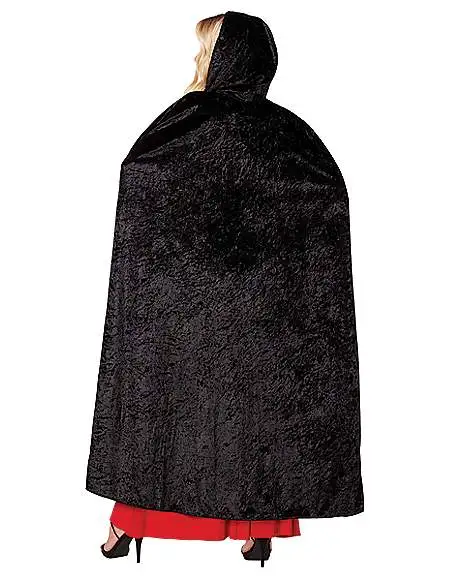 Spirit Halloween Black Velvet Hooded Womens Cape - Image 2