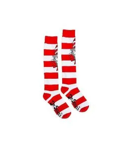 Spirit Halloween Striped Cat In The Hat Knee High Socks - Dr. Seuss