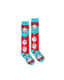 Spirit Halloween Thing 1 And 2 Knee High Socks - Dr. Seuss