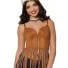 Spirit Halloween Adult Brown Suede Fringe Top