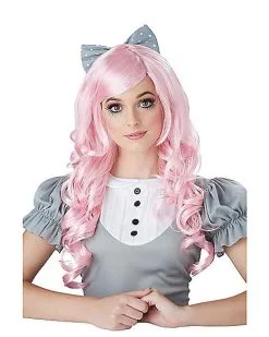 Spirit Halloween Pink Curls Doll Wig