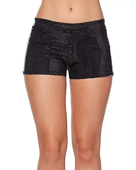 Spirit Halloween Adult Black Sequin Shorts