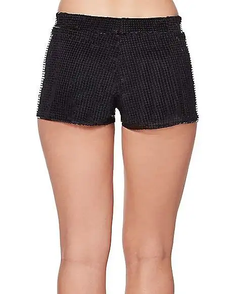Spirit Halloween Adult Black Sequin Shorts - Image 2