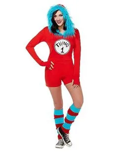 Spirit Halloween Adult Thing 1 And Thing 2 Romper Costume - Dr. Seuss