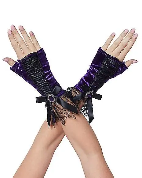 Spirit Halloween Purple Velvet Witch Gloves - Deluxe