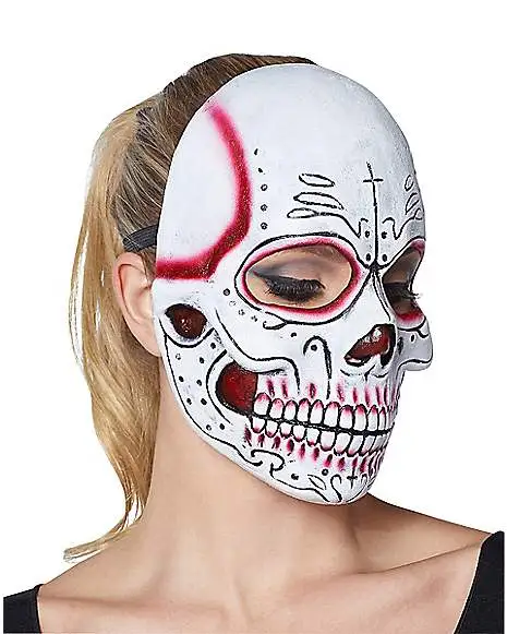 Spirit Halloween Red Sugar Skull Half Mask - Image 2