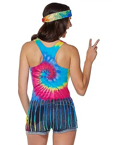 Spirit Halloween Tie Dye Fringe Tank Top - Image 2