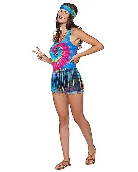 Spirit Halloween Tie Dye Fringe Tank Top - Image 3