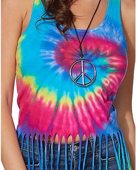 Spirit Halloween Tie Dye Fringe Tank Top - Image 4