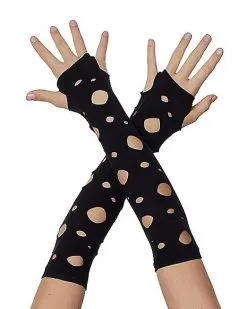 Spirit Halloween Tattered Black Arm Warmers