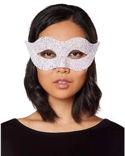 Spirit Halloween White Glitter Eye Half Mask