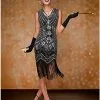 Spirit Halloween Adult Black Beaded Flapper Dress