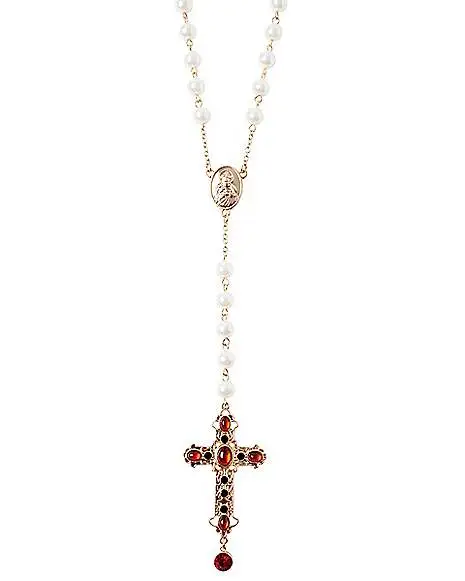 Spirit Halloween Day Of The Dead Rosary Cross Necklace - Image 2