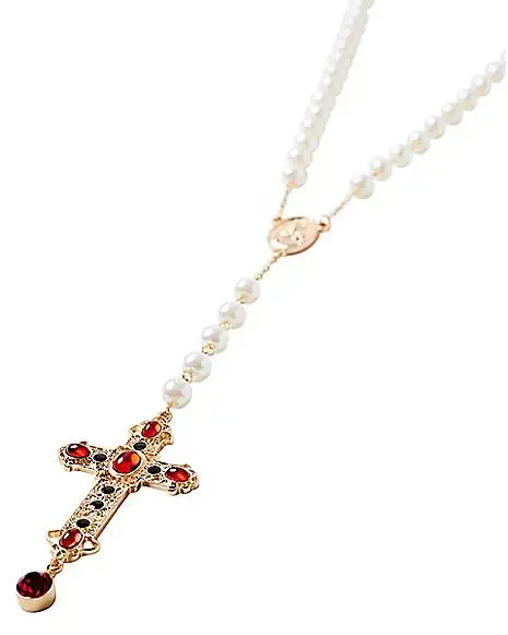 Spirit Halloween Day Of The Dead Rosary Cross Necklace - Image 3