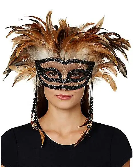 Spirit Halloween Witch Doctor Feather Eye Mask