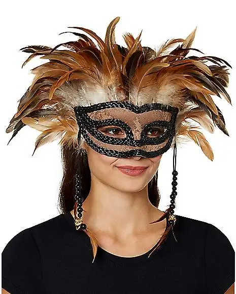 Spirit Halloween Witch Doctor Feather Eye Mask - Image 2