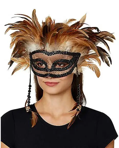 Spirit Halloween Witch Doctor Feather Eye Mask - Image 3