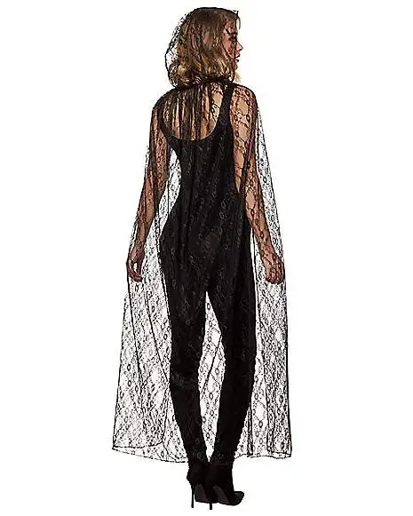 Spirit Halloween Adult Black Lace Cape - Image 2