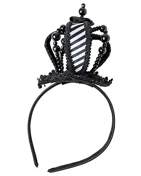 Spirit Halloween Black And White Mini Queen Crown Headband