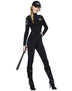 Spirit Halloween Adult Swat Catsuit Plus Size Costume