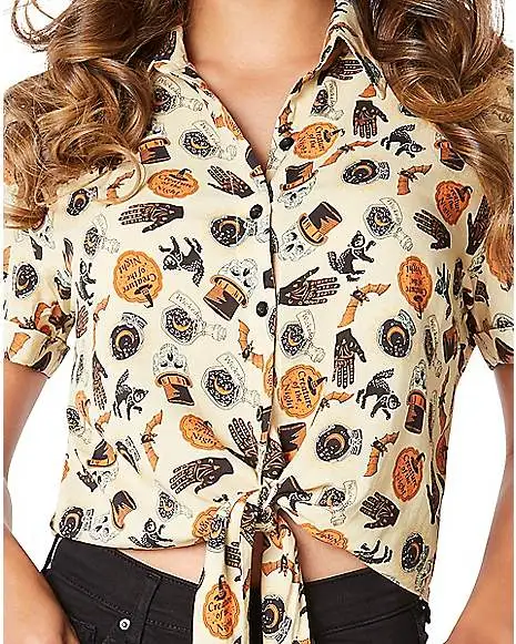 Spirit Halloween Adult Vintage Halloween Icon Tie Front Shirt And Tote Bag - Image 3