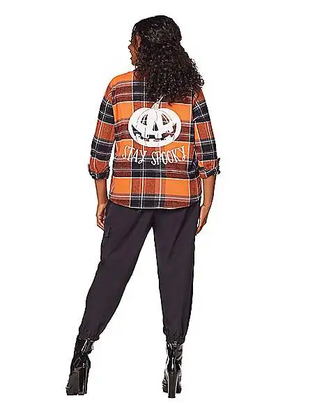 Spirit Halloween Adult Stay Spooky Flannel Shirt - Image 2