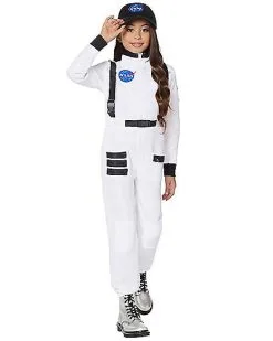 Spirit Halloween Kids White NASA Jumpsuit Costume
