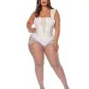 Spirit Halloween White Faux Leather Lace Plus Size Bodysuit