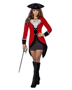Spirit Halloween Adult Racy Red Coat Pirate Costume