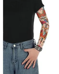 Spirit Halloween Punk Flower Sleeve Tattoo